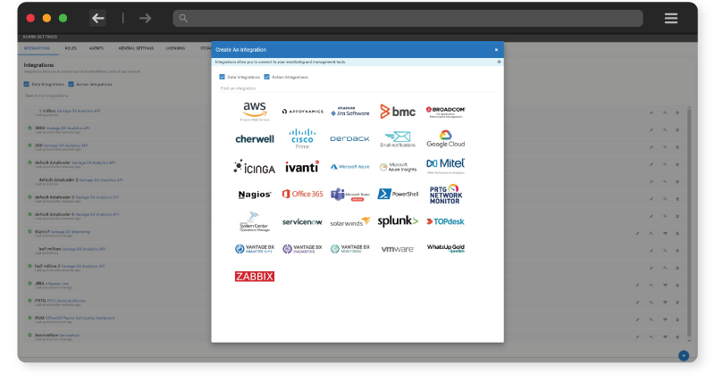 Screenshot of existing monitoring tools