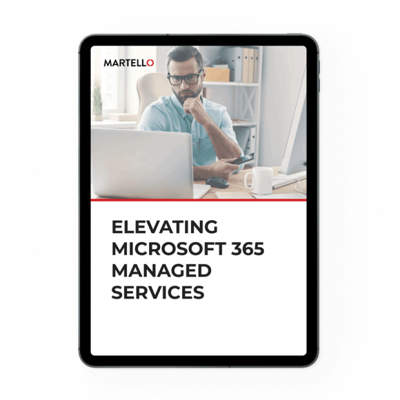 Elevating Microsoft 365 Managed Services eBook mockup on tablet